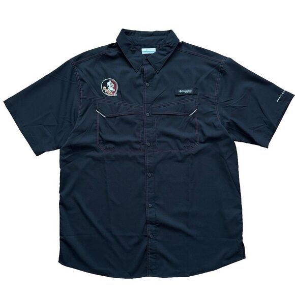 Columbia PFG Florida State Seminoles Fishing Shirt Mens L Black Omni-Shade FSU - Picture 1 of 8